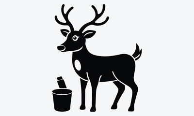 Fototapeta premium Christmas Day, Reindeer Repair Ointment vector white background illustration Generative Ai