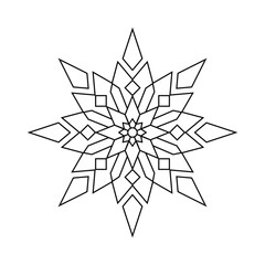 Snowflake Mandala Coloring Page Detailed Winter Snowflake Pattern for Coloring and Relaxation