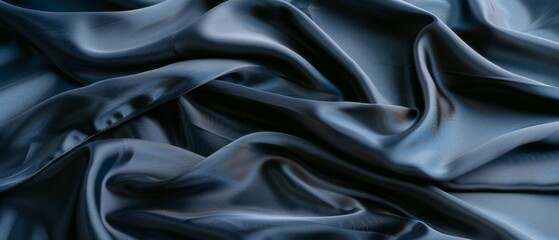 Obraz premium Luxurious black silk cascades seamlessly, creating a mesmerizing play of light and shadow with its smooth, lustrous texture.