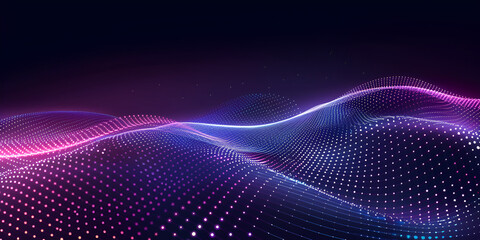 Obraz premium Abstract Digital Wave in Purple and Blue, Futuristic Data Flow Visualization