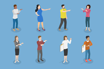 3D Isometric Flat Vector Illustration of Arm Gesture, Individuals Gesturing Enthusiastically With Hands Or Fingers