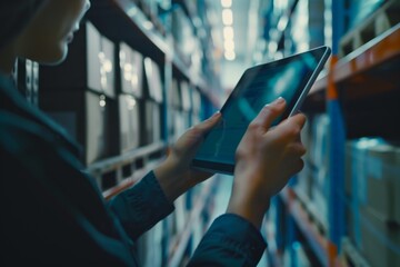 Talent acquisition specialist is scheduling interviews via a tablet