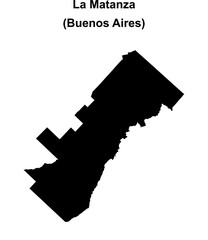 La Matanza department (Buenos Aires) blank outline map