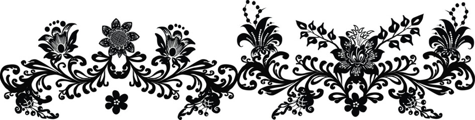 line of floral element on white