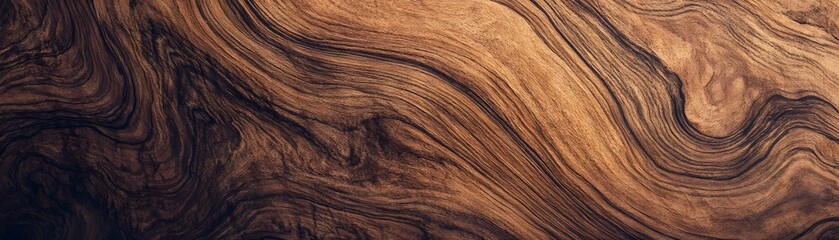 Close-up of Wavy Brown Wood Grain Texture