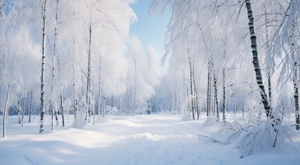 Naklejka premium winter view with trees and snow, winter scene in winter, snowly road, snow in outdoor, winter seasone