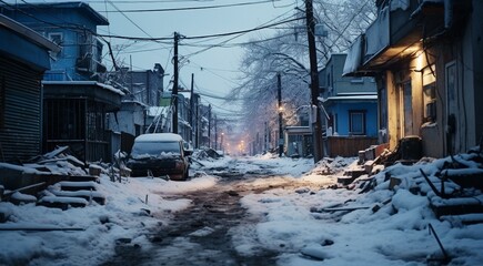 winter view with trees and snow, winter scene in winter, snowly road, snow in outdoor, winter seasone