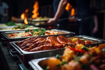 Close up of a buffet