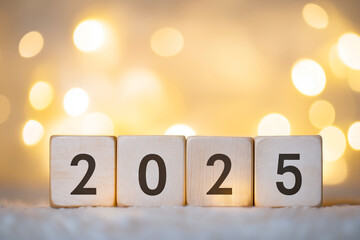 Glowing Celebration with 2025 Wooden Cubes