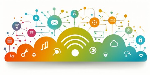 Naklejka premium A vibrant network of interconnected devices illustrating global connectivity and innovation in technology