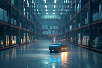 Fototapeta premium Interior of a modern high tech innovative warehouse logistics center