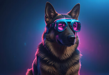 dog wearing glasses neo lights