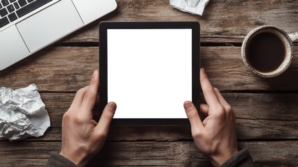 The Tablet on Wooden Desk