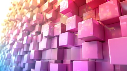 Colorful 3D cubes form a dynamic, textured background with a blend of pink shades, creating an engaging visual experience for digital art enthusiasts and designers