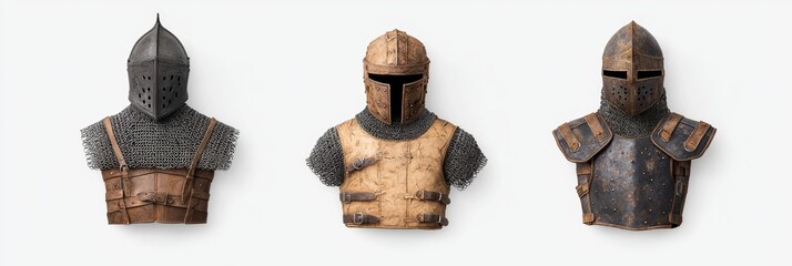 Illustration of medieval knight armor in different styles