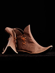 Vintage Viking Leather Shoes. Knight ancient boots