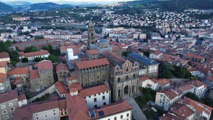 Fototapeta premium drone photo Le Puy-en-Velay cathedral france europe