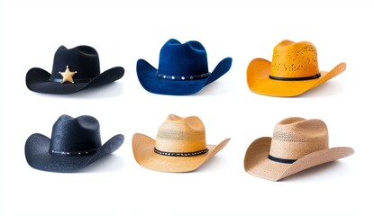 These cowboy hats are cut out and based on stock images.