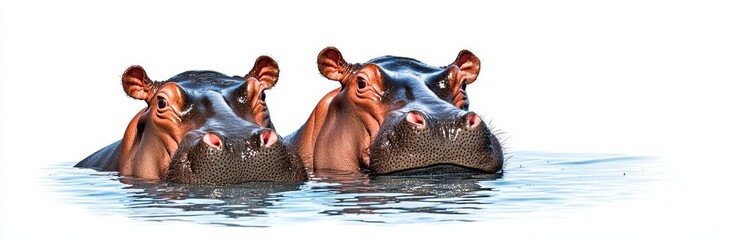In the Okavango Delta, Botswana, a hippos (Hippopotamus amphibius) rest in a water hole