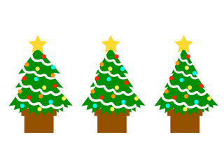 シンプルなクリスマスツリーセット：白モール＆カラフルオーナメント