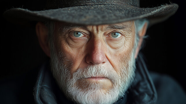 A photograph of a master’s portrait, captured in high-resolution 4K. The image features the face of an artisan with a deep and expressive gaze that conveys passion and dedication to their craft