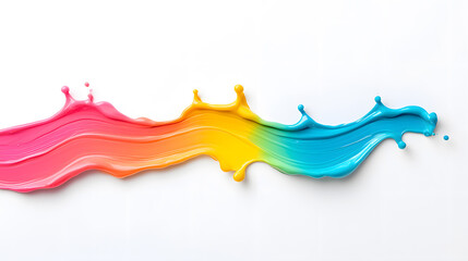 Naklejka premium Rainbow paint splash dripping isolated on white background
