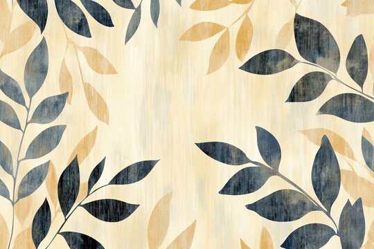 Hand-drawn botanical patterns in warm shades on a soft beige background for vintage eco-friendly designs