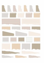 Fototapeta premium Digital diary stickers, curly tag stickers, daily notes, nude browns, notepad elements.