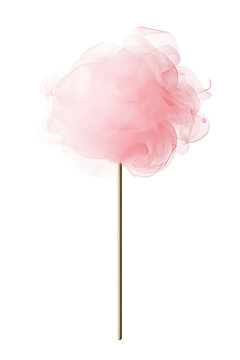 3d fluffy Pink Cotton candy on stick, isolated on white background