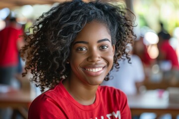 Portrait of a young female volunteer community center