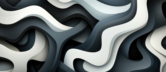 Abstract wavy design in shades of black, gray, and white, creating a modern visual effect.