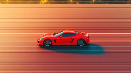 Obraz premium Bright Red Sports Car in Motion
