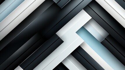 Abstract geometric design featuring layered lines in black, white, and blue tones.