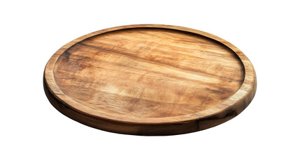Empty Wooden Round Plate isolated on transparent background
