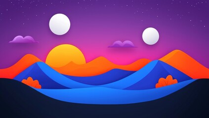 Obraz premium Space Art: A Fantasy Landscape with Purple Skies and Stars in 3D