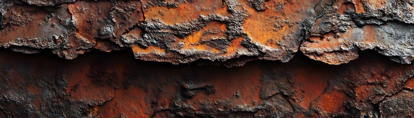 Naklejka premium Close-up of Rusted Metal Surface with Cracked and Flaking Layers