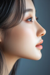 Fototapeta premium Close-up profile side view of a beautiful asian woman