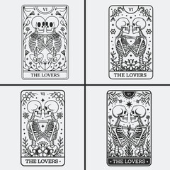Fototapeta premium Tarot Card the Lovers Svg, Skull svg