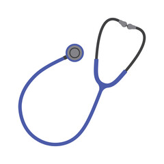 Stethoscope, medical instrument, blue and black, illustration on white background, medicine, diagnostics.