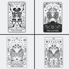 Tarot Card the Lovers Svg, Skull svg