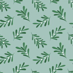 Christmas vector seamless pattern with winter plants.