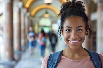 Fototapeta premium Portrait of a high school African American female student