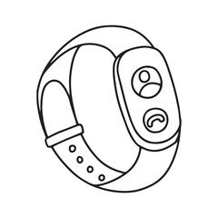 Smart watch hand drawn doodle vector sketch