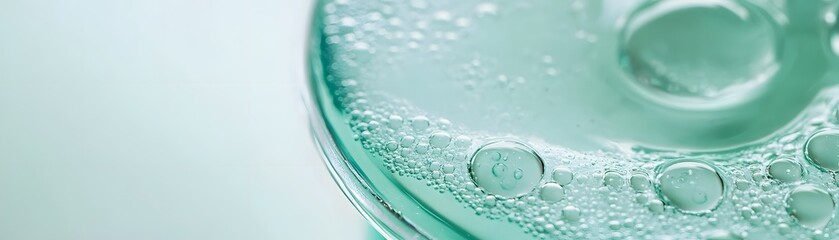 Closeup of Mint-Green Liquid with Bubbles