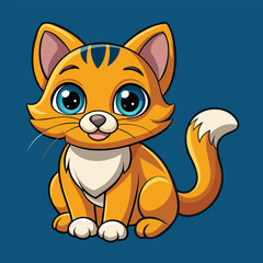 Cute Cartoon Orange Cat with Big Blue Eyes