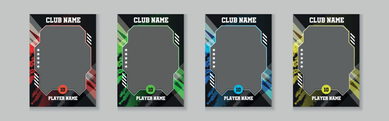 photo frame or border collection for hockey, basketball and football player, trading card template design for sports, picture frame for player performance, sports flyer design, template eps 10.	