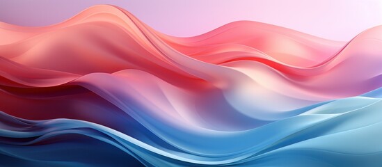 Fototapeta premium Abstract waves in soft gradients of red and blue, creating a serene and fluid visual effect.