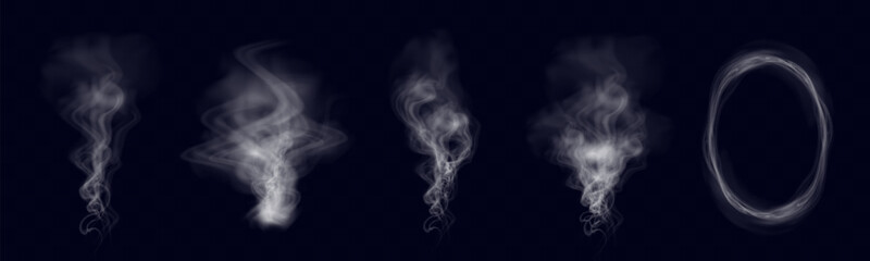 White smoke, vape, fog, smog. Illustration of smoke on a transparent background.

