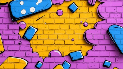 Colorful Graffiti Art with Vibrant Background Elements