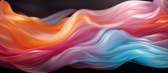 Obraz premium A vibrant abstract design featuring flowing waves of color in warm and cool tones.